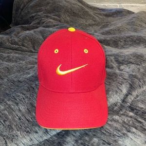 Nike Vintage Spellout Embroidered Velcro Wool Hat Red